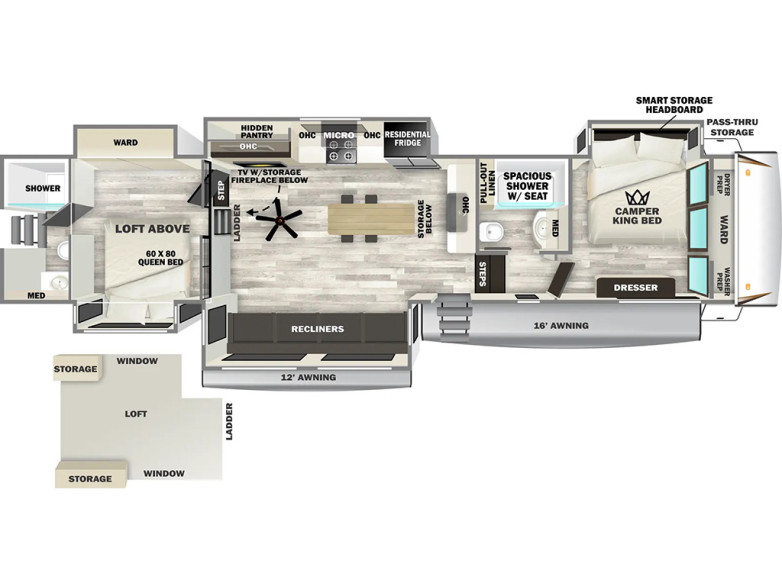 Floor Plan for Sabre Luxury Fifth Wheel